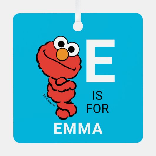 Elmo | Personalisierter Name mit Foto Ornament Aus Metall (Vorderseite)