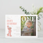 Elmo Pink Confetti 1st Birthday Celebration Einladung (Stehend Vorderseite)