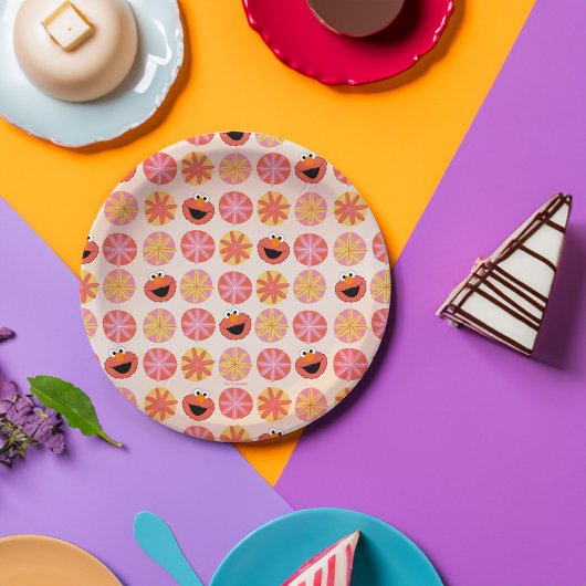 Elmo Pom-Pom Muster Pappteller