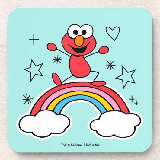 Elmo Rainbow Doodley Graphic Getränkeuntersetzer (Vorderseite)