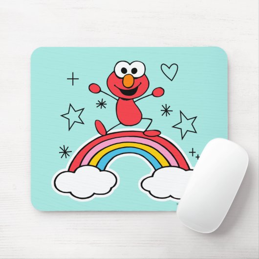 Elmo Rainbow Doodley Graphic Mousepad (Mit Mouse)