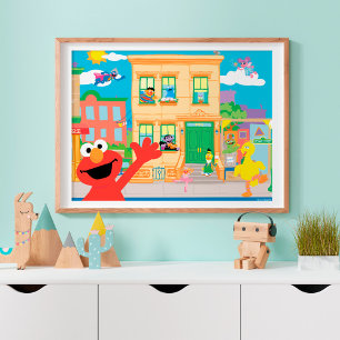 Elmo Sesame Street Scene Poster