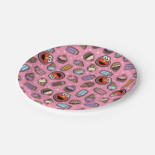 Elmo Sweet Leckerei Sticker Pattern Pappteller (Schrägansicht)