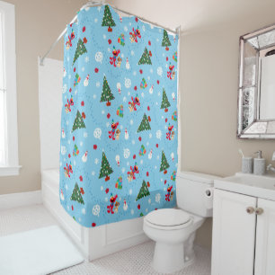 Elmo & Tango Blue Christmas Pattern Duschvorhang