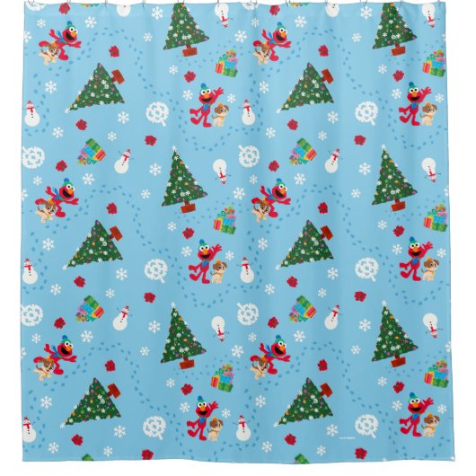 Elmo & Tango Blue Christmas Pattern Duschvorhang (Vorderseite)