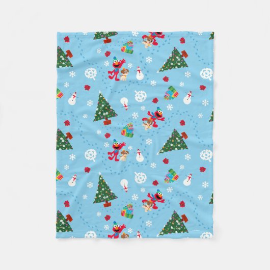 Elmo & Tango Blue Christmas Pattern Fleecedecke (Vorderseite)