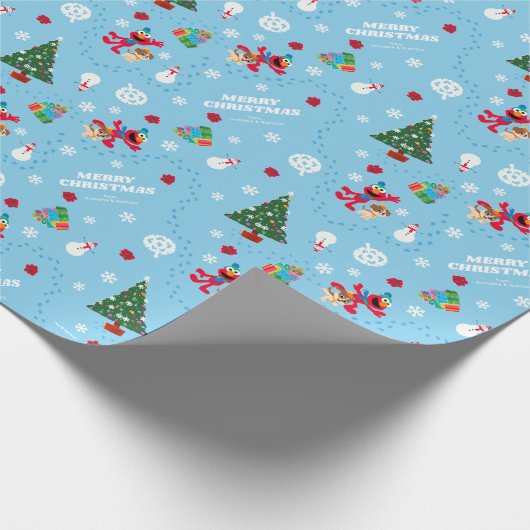 Elmo & Tango Blue Christmas Pattern Geschenkpapier (Ecke)