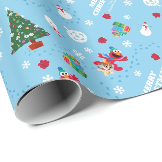 Elmo & Tango Blue Christmas Pattern Geschenkpapier (Rolleneckpunkt)