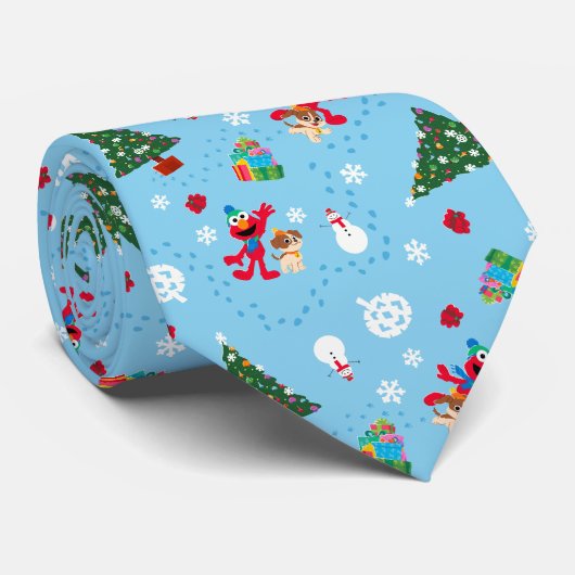 Elmo & Tango Blue Christmas Pattern Krawatte (Gerollt)