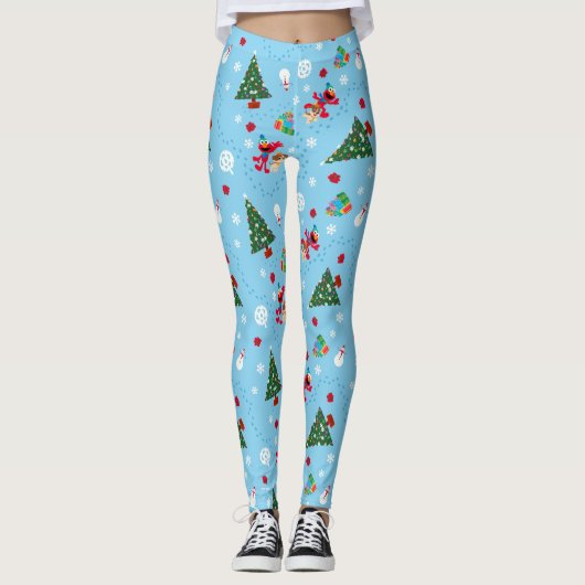 Elmo & Tango Blue Christmas Pattern Leggings (Vorderseite)