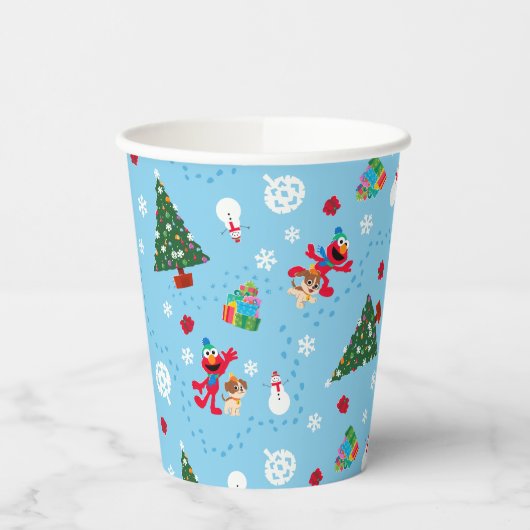 Elmo & Tango Blue Christmas Pattern Pappbecher (Links)