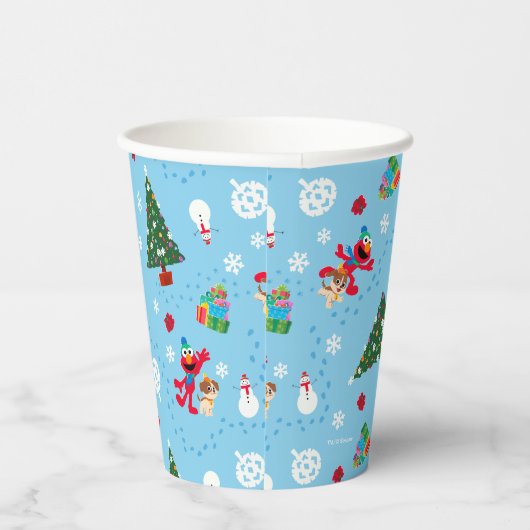 Elmo & Tango Blue Christmas Pattern Pappbecher (Rechts)