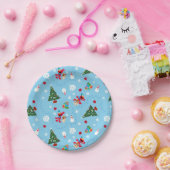 Elmo & Tango Blue Christmas Pattern Pappteller (Party)