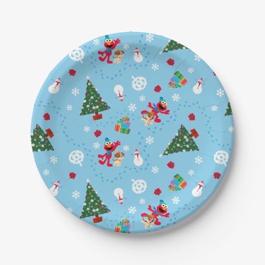 Elmo & Tango Blue Christmas Pattern Pappteller (Vorderseite)