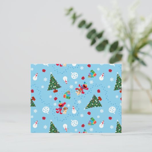 Elmo & Tango Blue Christmas Pattern Postkarte (Stehend Vorderseite)