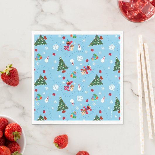 Elmo & Tango Blue Christmas Pattern Serviette (Beispiel)