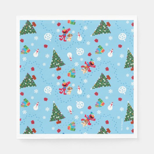 Elmo & Tango Blue Christmas Pattern Serviette (Vorderseite)