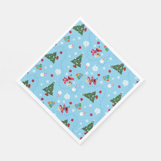 Elmo & Tango Blue Christmas Pattern Serviette (Ecke)