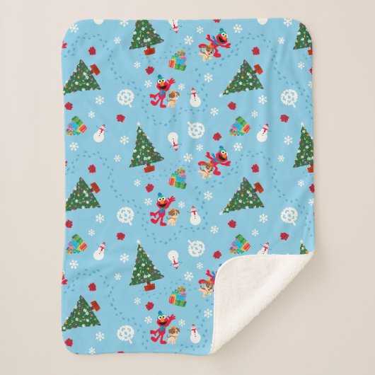 Elmo & Tango Blue Christmas Pattern Sherpadecke (Vorderseite)