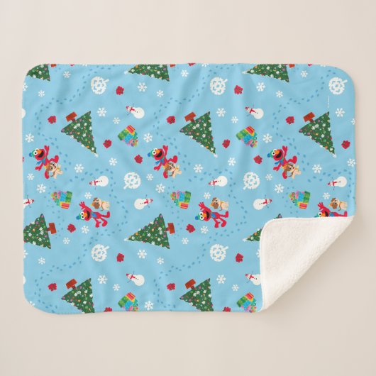 Elmo & Tango Blue Christmas Pattern Sherpadecke (Vorderseite (Horizontal))