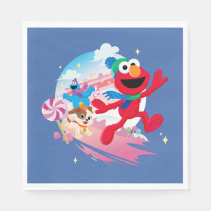 Elmo, Tango & Cookie Monster   Best Christmas Ever Serviette