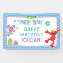 Elmo und Abby Birthday Banner
