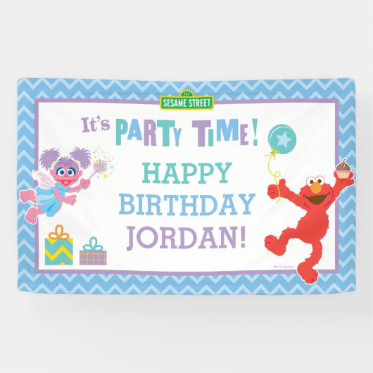 Elmo und Abby Birthday Banner (Horizontal)