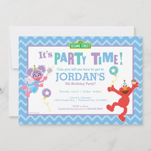 Elmo und Abby Birthday Einladung (Vorderseite)
