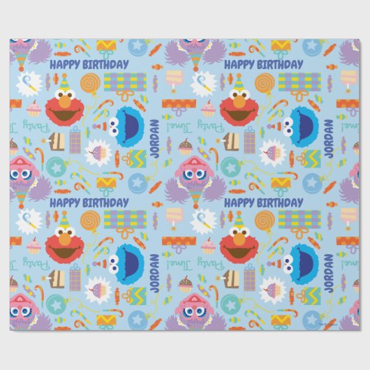 Elmo und Abby Birthday Geschenkpapier (Flach)