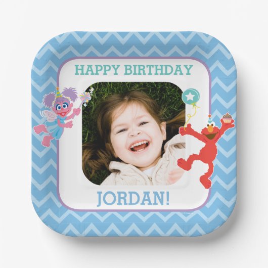 Elmo und Abby Birthday Pappteller (Vorderseite)