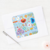 Elmo und Abby Birthday Quadratischer Aufkleber (Umschlag)