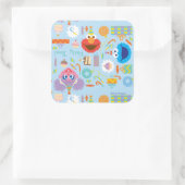 Elmo und Abby Birthday Quadratischer Aufkleber (Tasche)