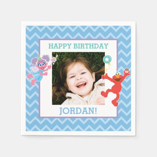 Elmo und Abby Birthday Serviette (Vorderseite)