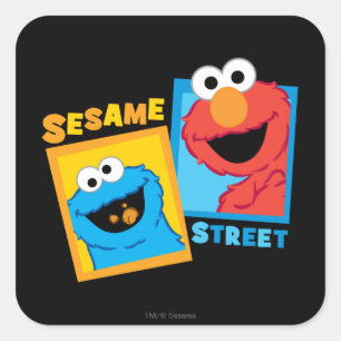 Elmo und Cookie Monster Friends Quadratischer Aufkleber