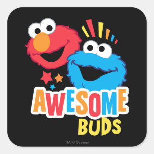 Elmo und Cookie Phantastisch Buds Quadratischer Aufkleber