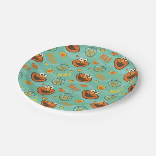 Elmo und Goldfish Muster Pappteller (Schrägansicht)