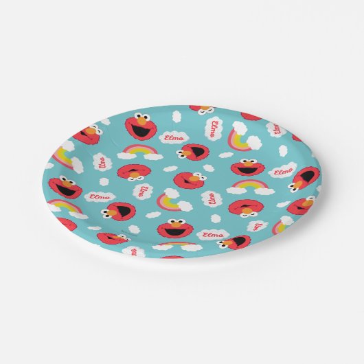 Elmo und Rainbows Pattern Pappteller (Schrägansicht)