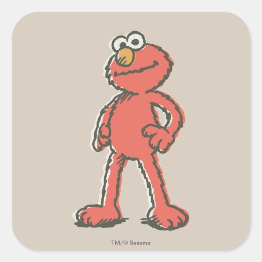 Elmo Vintag Quadratischer Aufkleber (Vorderseite)