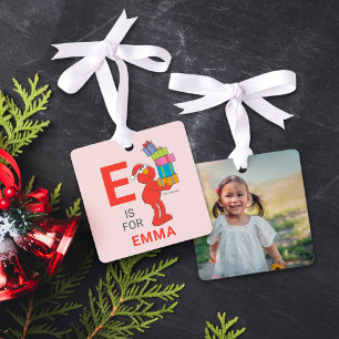 Elmo Weihnachten personalisiertes Foto Vintage Ornament Aus Metall