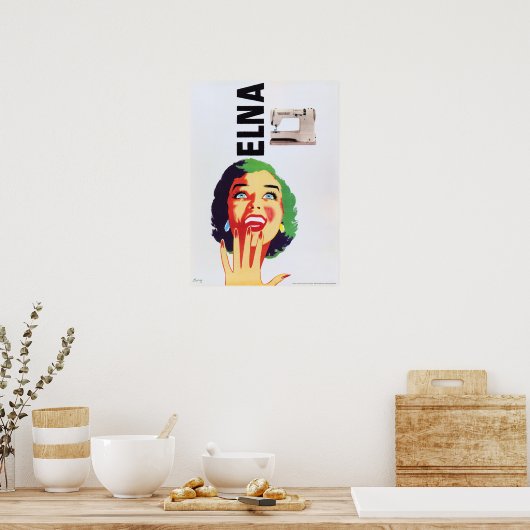 ELNA Nähmaschine Vintager Pop Kunstdruckerei Poster (Küche)