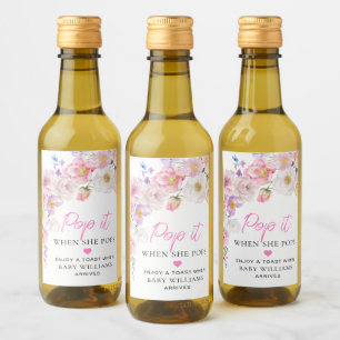 Eloise Floral Baby Dusche Pop It Weinetikett