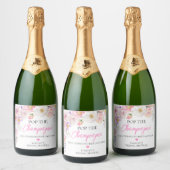 Eloise Floral Pop Champagne Brautparty Schaumweinetikett (Flaschen)