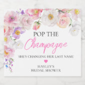 Eloise Floral Pop Champagne Brautparty Schaumweinetikett (Einzelnes Label)