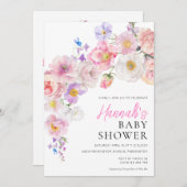 Eloise Pink Floral Baby Dusche Einladung (Vorne/Hinten)