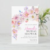 Eloise Pink Floral Brautparty Einladung (Stehend Vorderseite)