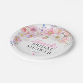 Eloise Pink Floral Brautparty Pappteller (Schrägansicht)