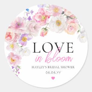Eloise Pink Florales Liebesblüten-Junggesellinnena Runder Aufkleber