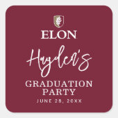 Elon | Abschluss 20XX Quadratischer Aufkleber (Vorderseite)