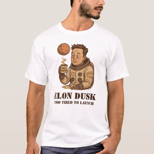Elon Dusk - SpaceXhausted Sleepy Astronaut Meme T-Shirt (Vorderseite)
