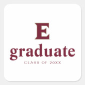 Elon University Abschluss Quadratischer Aufkleber (Vorderseite)